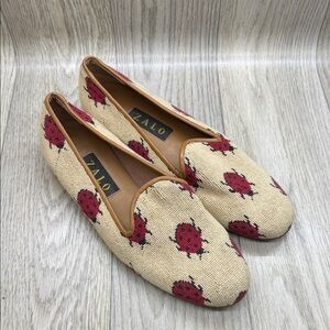 Zalo Women's Cream Loafers with Red Ladybug Design